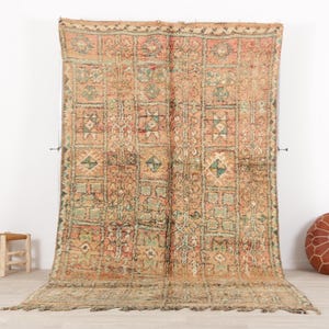Vintage Boujaad Rug - Pink Moroccan Rug - Berber Area Rug 1 Genuine Soft Wool Rug 5.8x10.1 FT