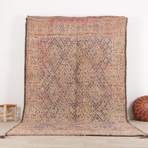 Vintage Boujaad Rug, Pink Moroccan Rug, 6.6x11.5 FT Bohemian Carpet, Large Area Rug