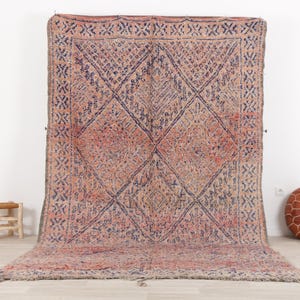 Vintage Boujaad Rug - Pink Moroccan Rug - Berber Area Rug 1 Genuine Soft Wool Rug 6.6x11.8 FT
