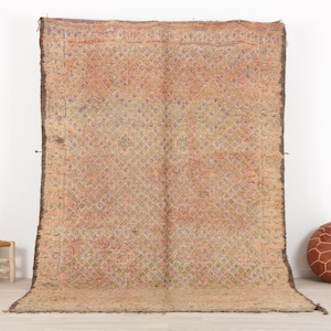 Vintage Boujaad Rug, Pink Moroccan Rug, 6x9 FT Bohemian Carpet, Vintage Wool Rug