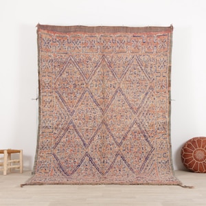 Vintage Boujaad Rug - Pink Moroccan Rug - Berber Area Rug 1 Genuine Soft Wool Rug 6x8.9 FT
