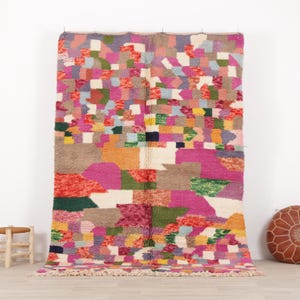Artistic Moroccan Rug: Handwoven Wool Berber Design, 5.7x8 ft