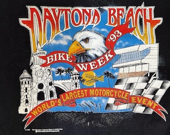 Vintage 1993 Daytona Bike Week Shirt XL Eagle Motorcycle Rally Graphic Tee USA Made
