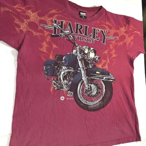 Vintage 1995 Harley Davidson T Shirt | Single Stitch 3D Emblem Flame Motorcycle Tee XL