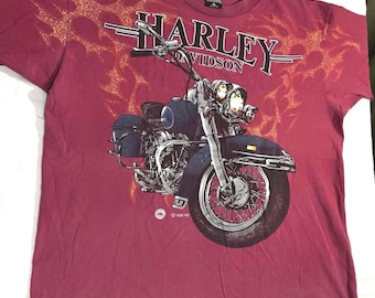 Vintage 1995 Harley Davidson T Shirt | Single Stitch 3D Emblem Flame Motorcycle Tee XL