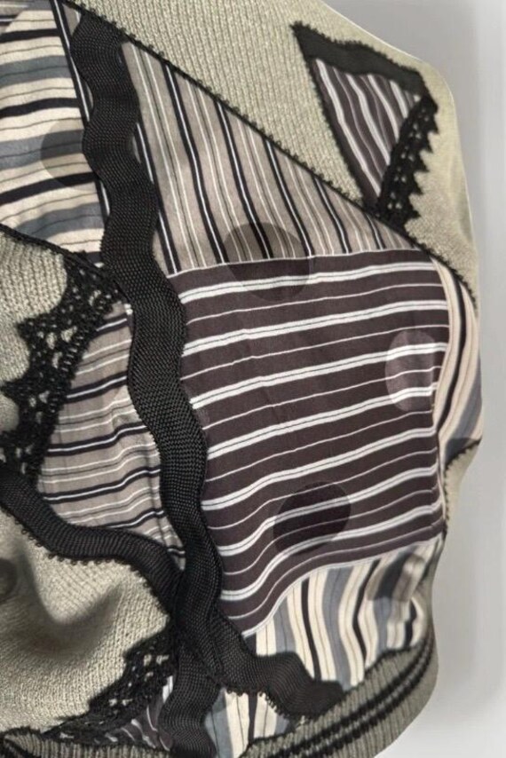 Women’s Gray Patchwork Knit Sweater Small – Long … - image 6