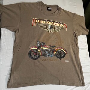 Vintage 1990 Harley Davidson 1947 WLD Motorcycle Tee XL Single Stitch USA Made