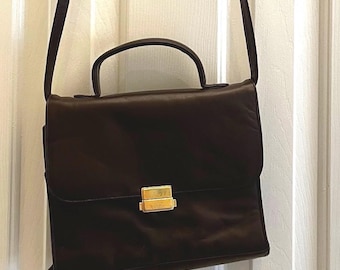 Vintage (90s) Colletta Genuine Leather Crossbody Bag – Brown – Adjustable Strap