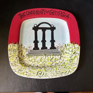 UGA Georgia Bulldogs T Cabells Too Magnolia Lane Square Ceramic Serving Tray