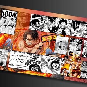 One Piece Playmat für Kartenspiele, StrawHat Pirates Anime, Game Room Decor, Standard 24 "X14" Custom One Piece Playmat, Ace, TKG