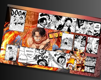 Tapete de juego de One Piece para juegos de cartas coleccionables, anime de los Piratas del Sombrero de Paja, decoración para sala de juegos, tapete de juego personalizado estándar de 61 x 35,5 cm (24" x 14") de One Piece, Ace, TCG