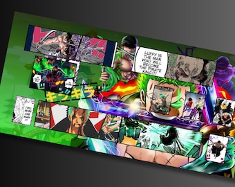 Tapete de juego de One Piece para juegos de cartas coleccionables, anime de los Piratas del Sombrero de Paja, decoración para sala de juegos, tapete de juego personalizado estándar de 61 x 35,5 cm de One Piece, Zoro, TCG