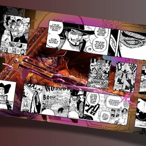 Tapete de uma peça para jogos de cartas, anime Piratas do Chapéu de Palha, decoração de sala de jogos, tapete de uma peça personalizado padrão de 24" x 14", Mihawk, TCG
