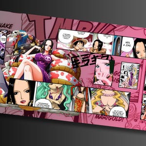 One Piece Playmat für Kartentausch-Spiele, StrawHat Pirates Anime, Game Room Decor, Standard 24 "X14" Custom One Piece Playmat, TKG, Boa