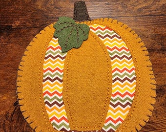 Pumpkin Chevron Pattern Candle Mat Mug Rug 7"