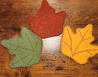3 Autumn Leaf Coaster / Candle Mat