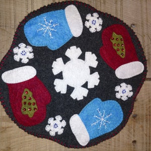 Mittens Candle Mat  - Wool Felt