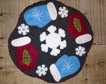 Mittens Candle Mat  - Wool Felt