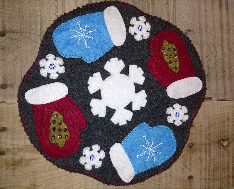 Mittens Candle Mat Pattern Wool Felt Candle Mat Etsy