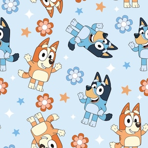 Bluey Stoff Blauer Hunde Stoff Anime Cartoon Stoff 100% Baumwolle Stoff Halbe Meter