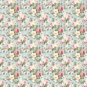Cottage Chic Rose Flower Floral Cotton Fabric Shabby Chic Roses Fabric Romantic Floral Fabric Vintage Cotton Fabric By The Half Yard