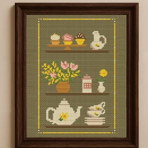 Sweet Cupcake Cross Stitch Pattern! Vintage Tea Vibe Part of Shelves Collection- Instant PDF Download