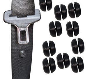 15 Paia Clip Ferma Cintura Sicurezza Auto Universale, Regolatore Bottone Antiscivolo Nero PLA, Accessori Auto Interni per Adulti e Bambini