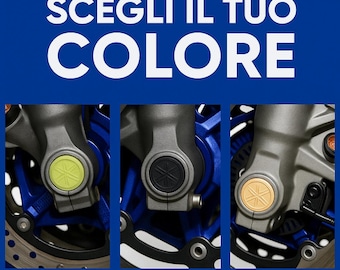 Tappi Copri Perno Forcella Yamaha MT09 – Coppia SX/DX – Accessorio Moto Artigianale – Personalizzabili – Scegli il Colore Giallo/Nero/Oro