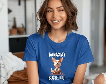 Namaste Blissed Out Corgi Yoga T-shirt