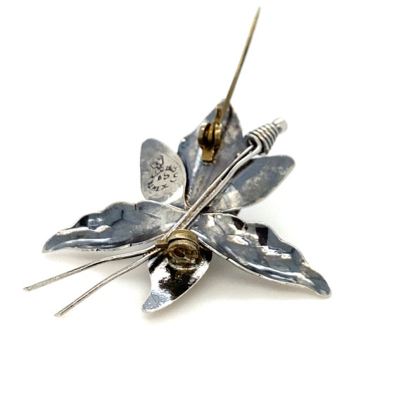 Vintage Taxco  Sterling Silver Tiger Lily Brooch - image 5