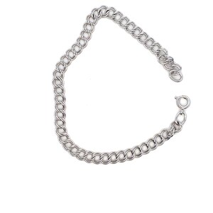 Vintage Sterling Silver Double Curb Link Charm Bracelet