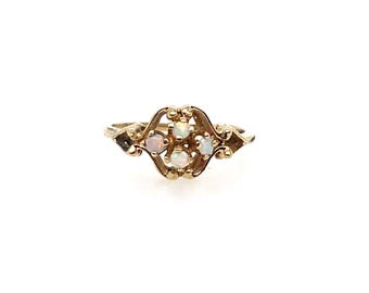 Vintage Gold Statement Ring Victorian with Opals Size 6