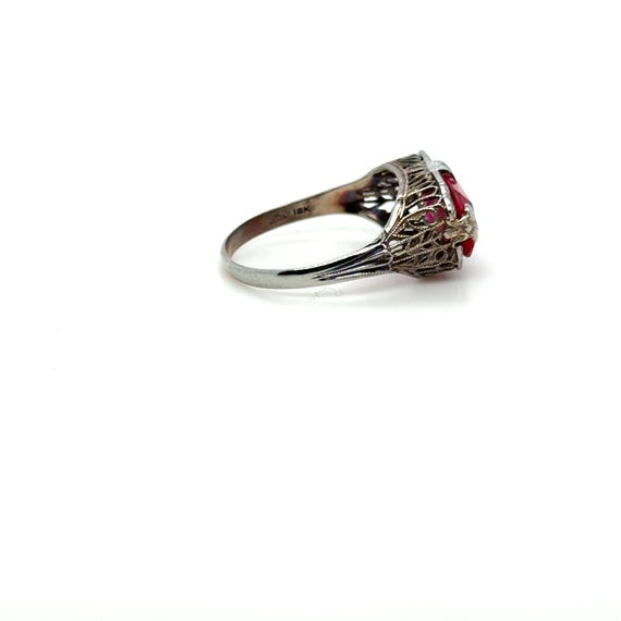 Antique Gold and Ruby Statement Ring with Filigre… - image 12