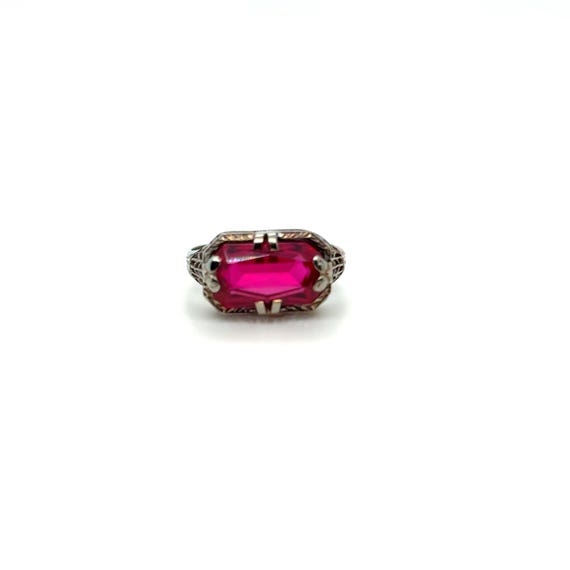 Antique Gold and Ruby Statement Ring with Filigre… - image 1