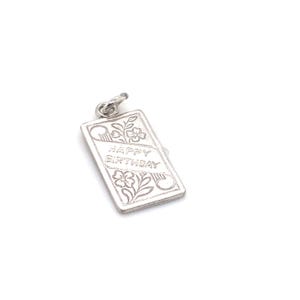 Vintage Sterling Silver Happy Birthday Engravable Charm for Bracelet or Necklace