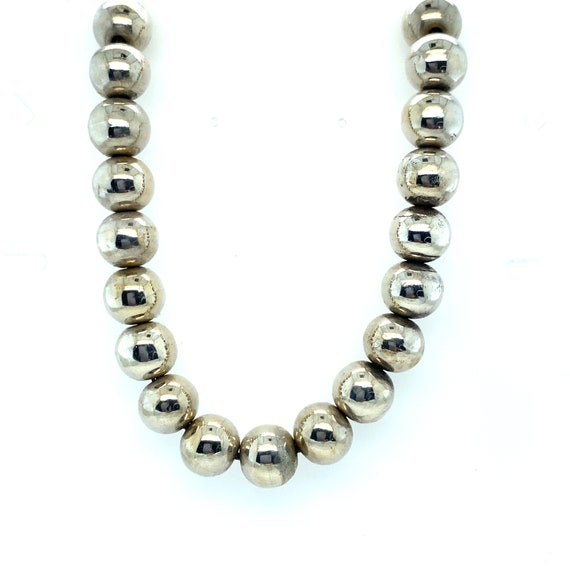 Vintage Sterling Silver Bead Necklace - image 1