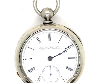 Antique Silveroid Elgin National Watch Co. Key Wind Pocket Watch
