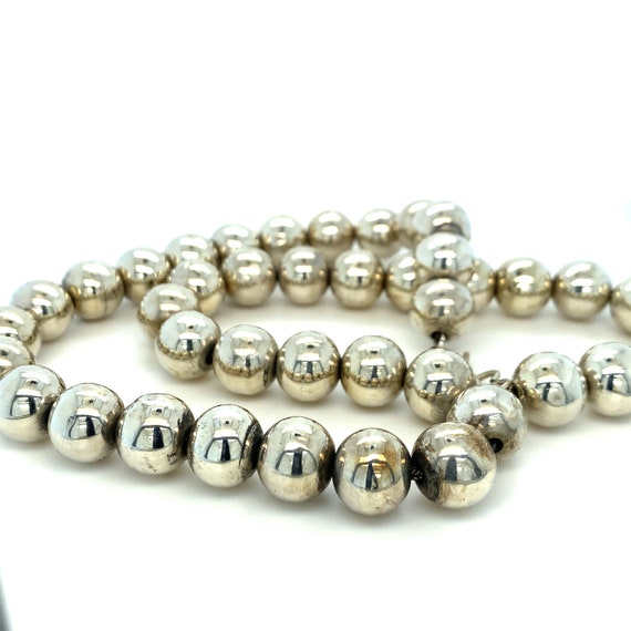Vintage Sterling Silver Bead Necklace - image 4