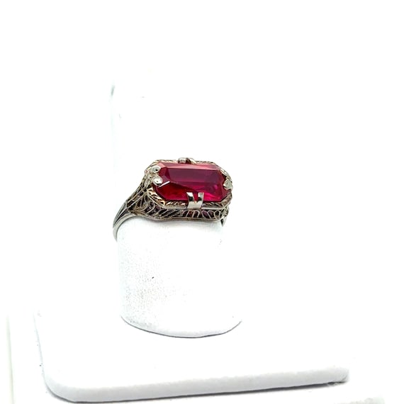 Antique Gold and Ruby Statement Ring with Filigre… - image 5