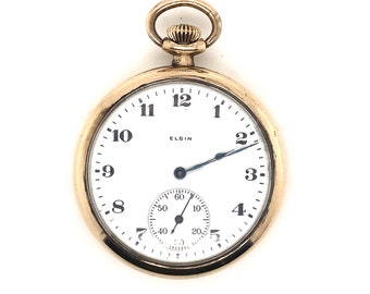 Antique Yellow Gold Elgin Open Face Pocket Watch