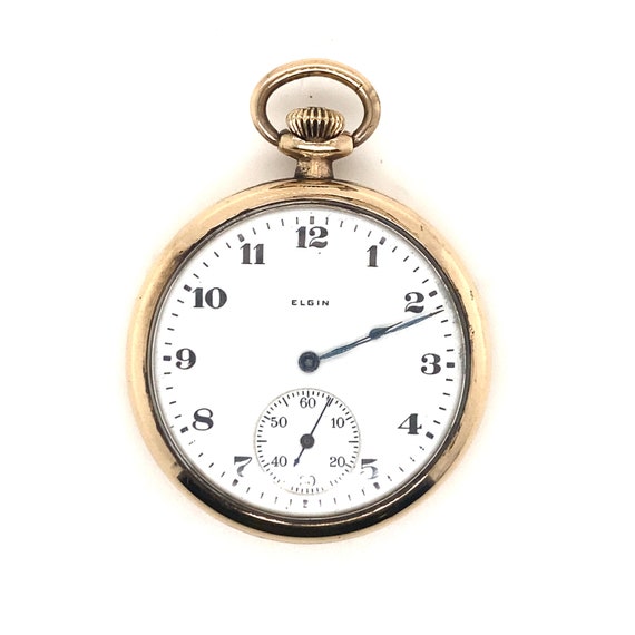 Antique Yellow Gold Elgin Open Face Pocket Watch - image 1