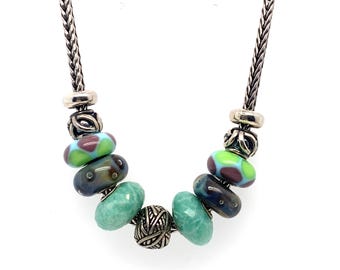 Vintage Sterling Necklace with Trollbeads 17 " Long