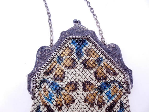 Antique Mandalian Lustro Pearl Enameled Mesh Purs… - image 2