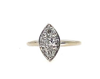 Vintage Gold Statement Ring Marquise Shaped Cluster Top 8 1/4