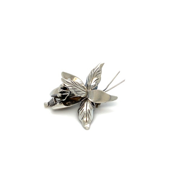 Vintage Taxco  Sterling Silver Tiger Lily Brooch - image 2