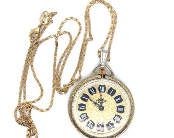 Vintage Gold Toned Trice Lady's Open Face Pocket Watch with Chain