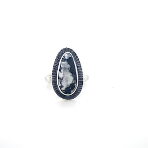 Vintage Hand Made Sterling Silver White Buffalo Turquoise Statement Ring
