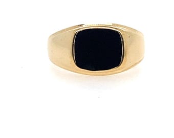 Vintage Gold Statement Ring with Onyx Size 10