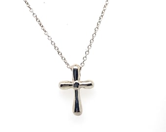 Vintage Sterling Cross Pendant on 16 " Cable Chain