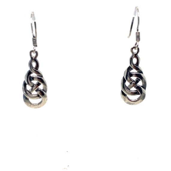 Vintage Sterling Drop Earrings with Celtic Knot Design